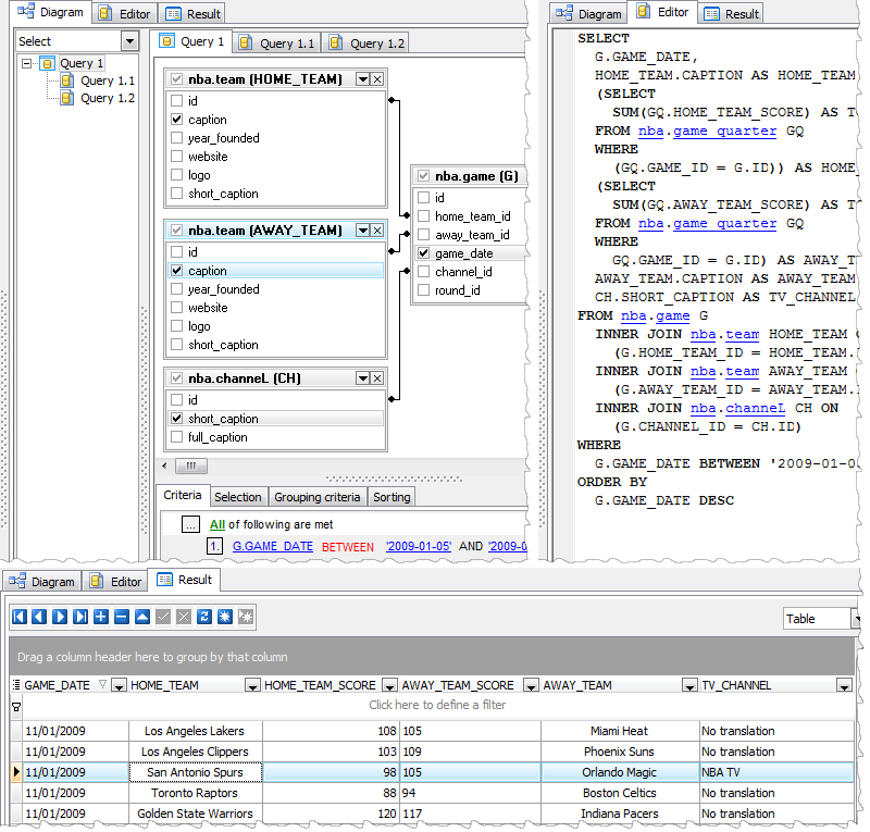 Visual Query Buider
