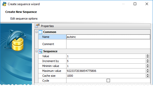 Create new sequence wizard