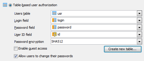Encryption settings