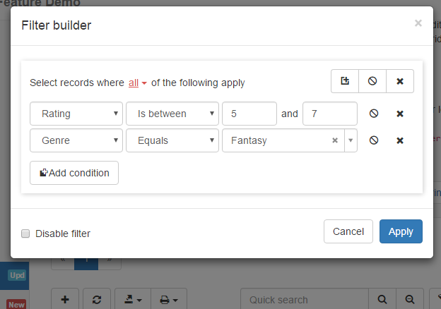Filter Builder