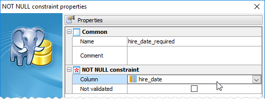 NOT NULL constraint editor