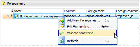 Validate foreign key